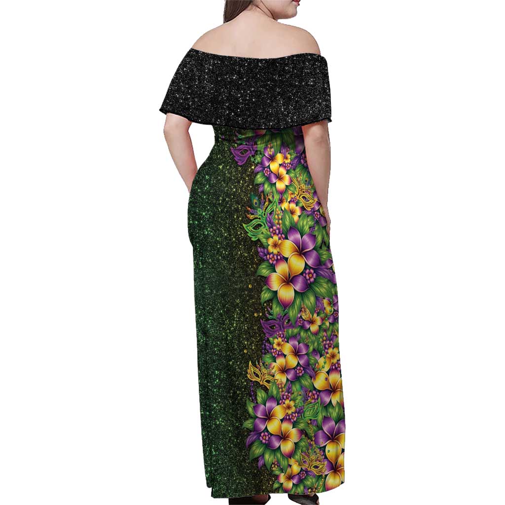 Hawaii Mardi Gras Family Matching Off Shoulder Maxi Dress and Hawaiian Shirt Tropical Flowers Glitter Style LT05 - Polynesian Pride
