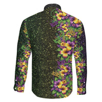 Hawaii Mardi Gras Family Matching Off Shoulder Short Dress and Hawaiian Shirt Tropical Flowers Glitter Style LT05 - Polynesian Pride
