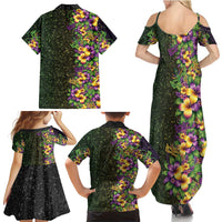 Hawaii Mardi Gras Family Matching Summer Maxi Dress and Hawaiian Shirt Tropical Flowers Glitter Style LT05 - Polynesian Pride