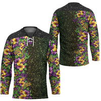 Hawaii Mardi Gras Hockey Jersey Tropical Flowers Glitter Style
