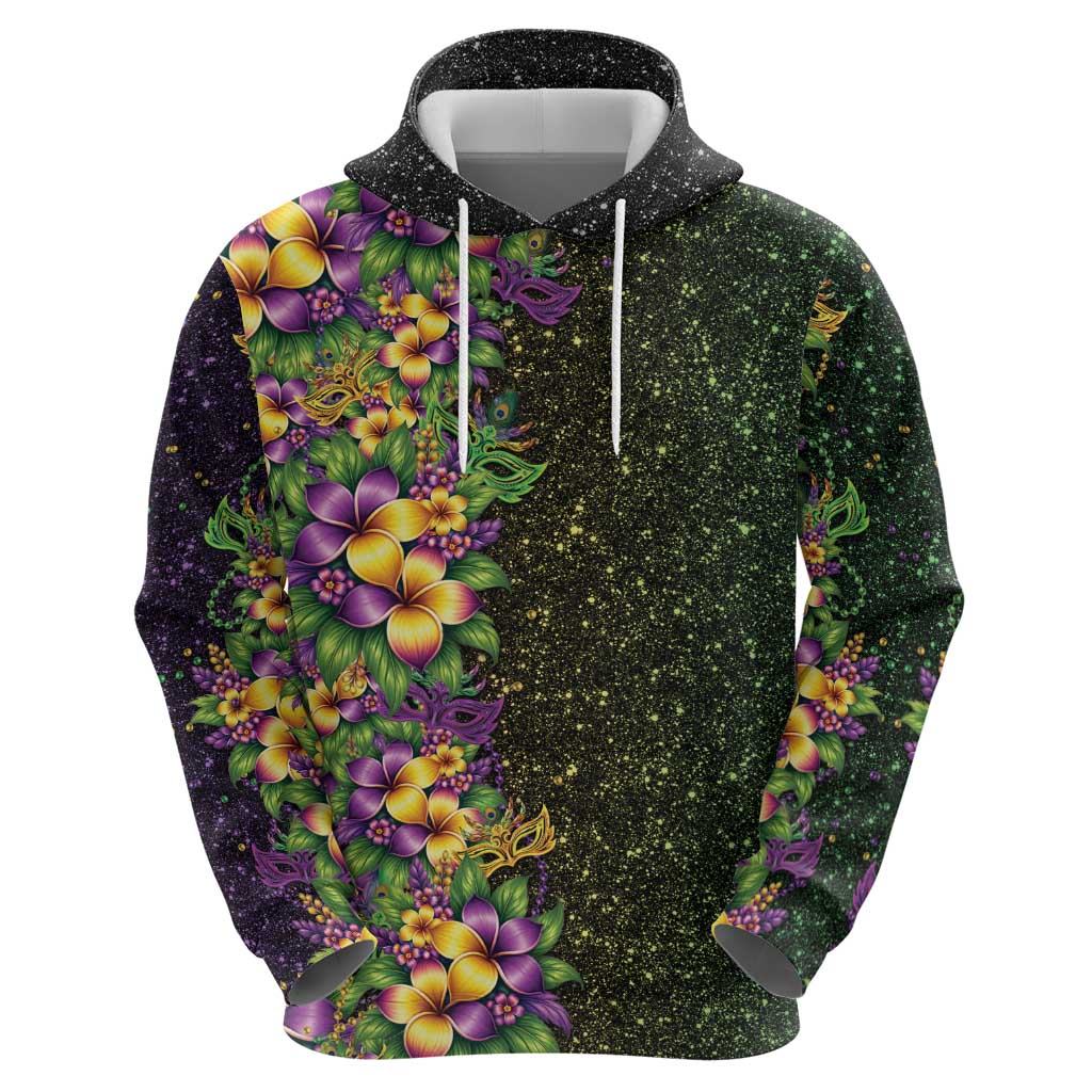 Hawaii Mardi Gras Hoodie Tropical Flowers Glitter Style
