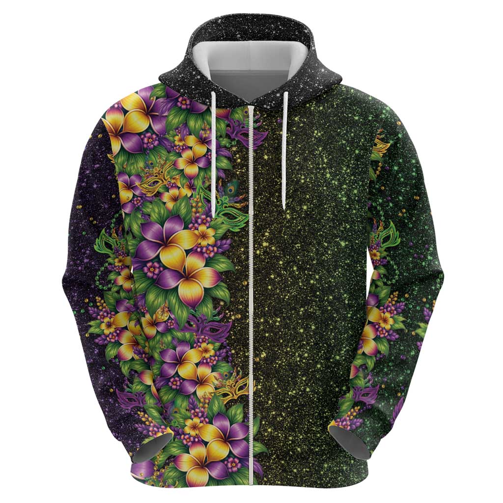 Hawaii Mardi Gras Hoodie Tropical Flowers Glitter Style