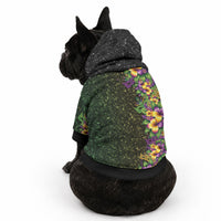 Hawaii Mardi Gras Pet Hoodie Tropical Flowers Glitter Style