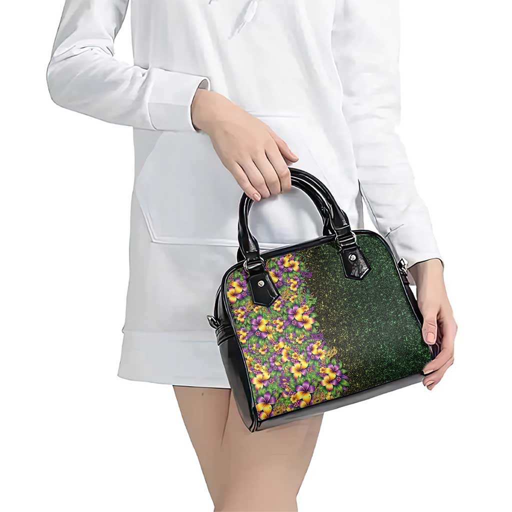 Hawaii Mardi Gras Shoulder Handbag Tropical Flowers Glitter Style
