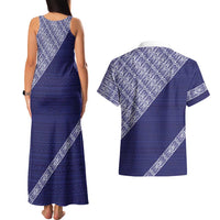 Tonga Queen Salote College Couples Matching Tank Maxi Dress and Hawaiian Shirt 100 Years Anniversary Navy Color LT05 - Polynesian Pride