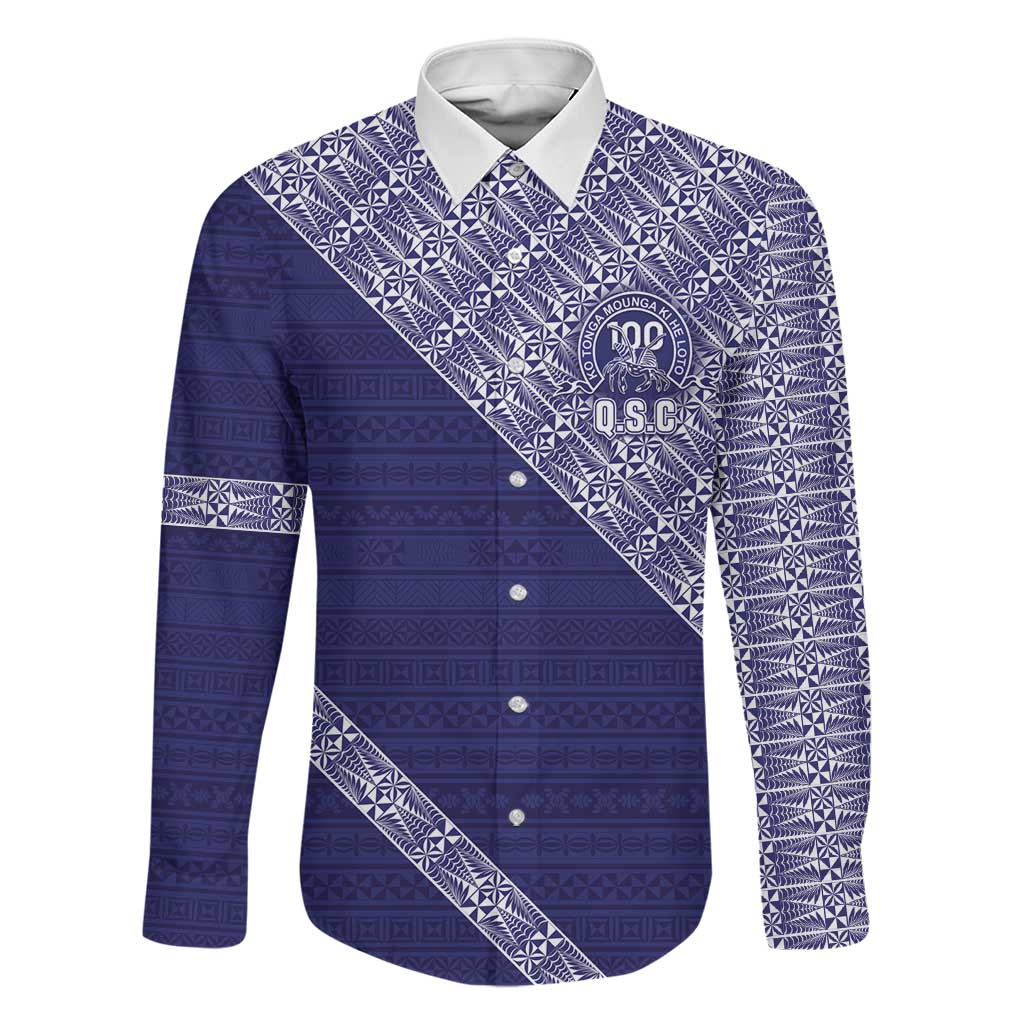 Tonga Queen Salote College Family Matching Mermaid Dress and Hawaiian Shirt 100 Years Anniversary Navy Color LT05 Dad's Shirt - Long Sleeve Navy - Polynesian Pride