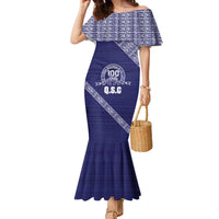 Tonga Queen Salote College Family Matching Mermaid Dress and Hawaiian Shirt 100 Years Anniversary Navy Color LT05 Mom's Dress Navy - Polynesian Pride