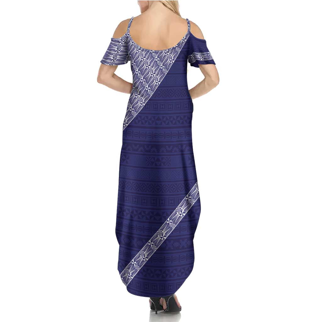 Tonga Queen Salote College Family Matching Summer Maxi Dress and Hawaiian Shirt 100 Years Anniversary Navy Color LT05 - Polynesian Pride