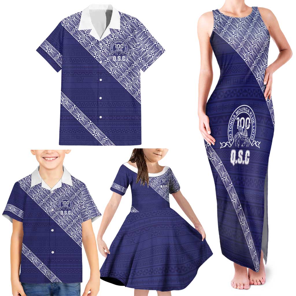 Tonga Queen Salote College Family Matching Tank Maxi Dress and Hawaiian Shirt 100 Years Anniversary Navy Color LT05 - Polynesian Pride