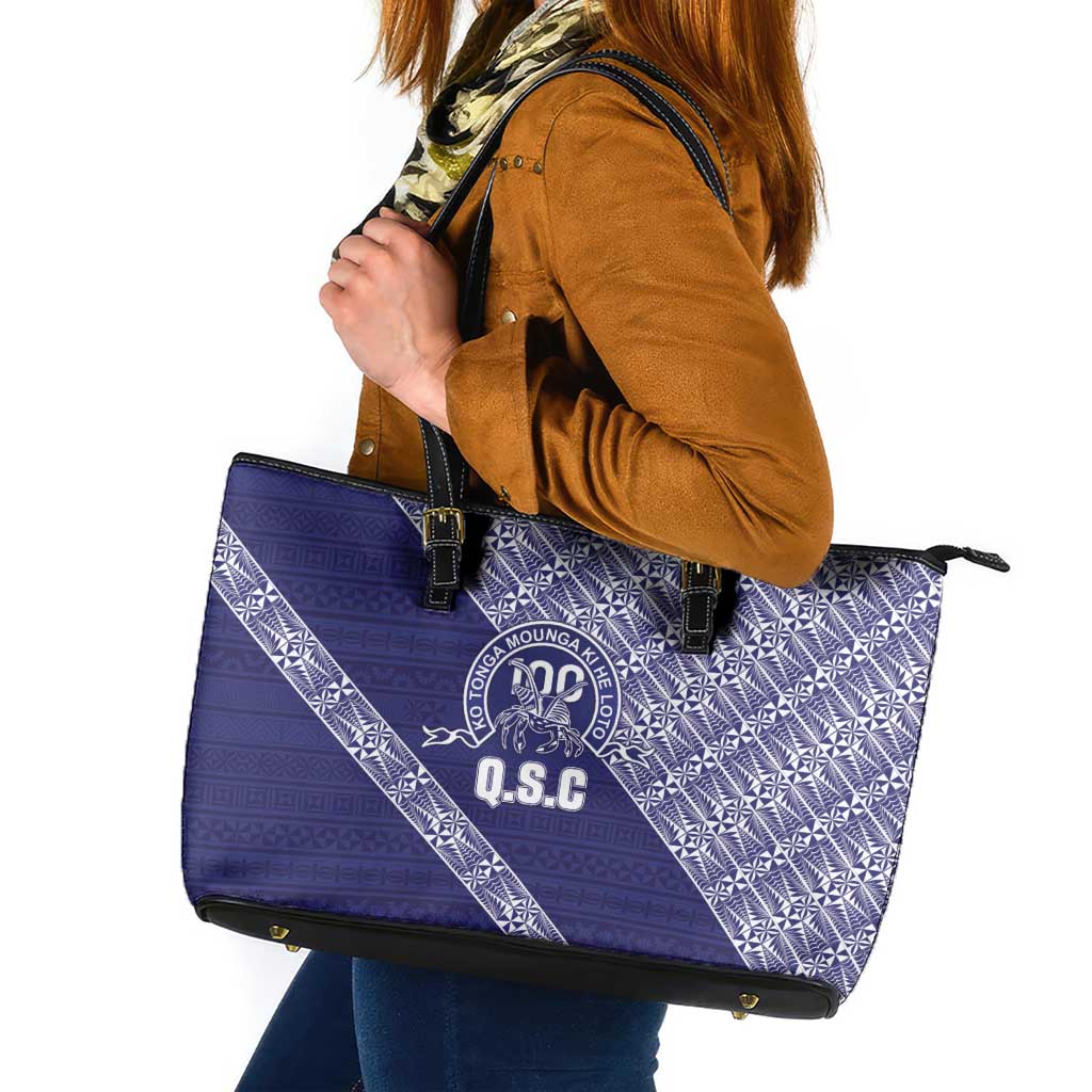 Tonga Queen Salote College Leather Tote Bag 100 Years Anniversary Navy Color