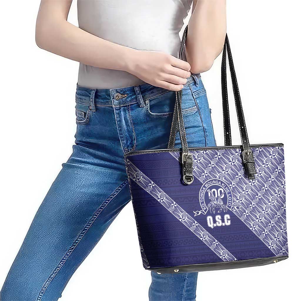 Tonga Queen Salote College Leather Tote Bag 100 Years Anniversary Navy Color