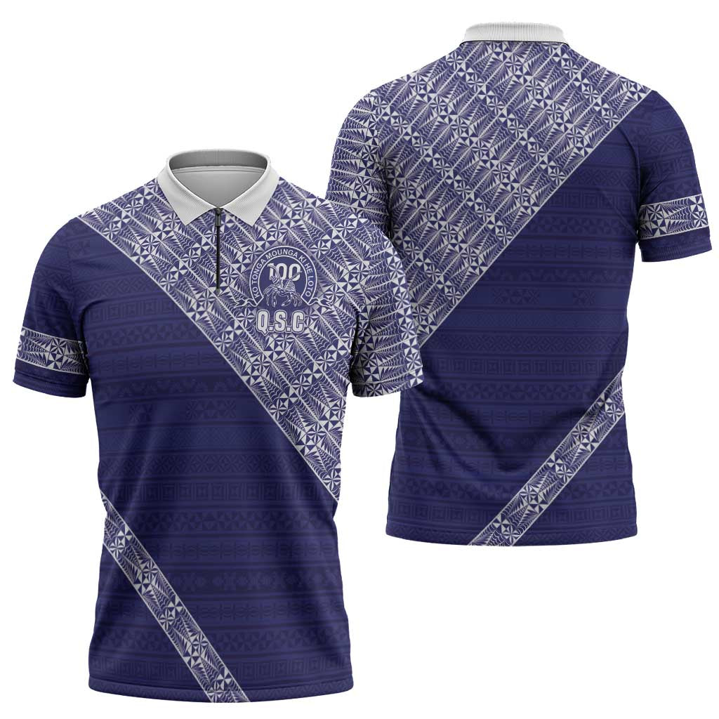 Tonga Queen Salote College Zipper Polo Shirt 100 Years Anniversary Navy Color