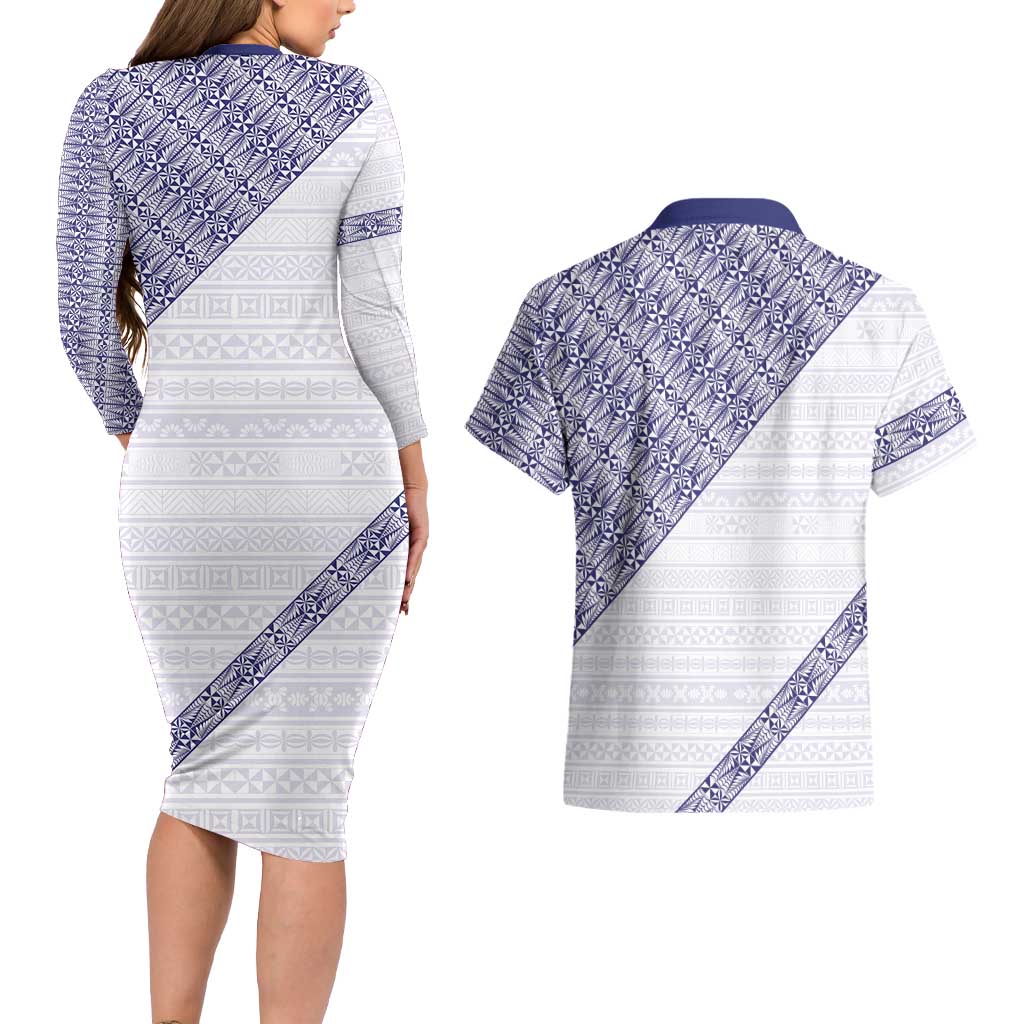 Tonga Queen Salote College Couples Matching Long Sleeve Bodycon Dress and Hawaiian Shirt 100 Years Anniversary White Color LT05 - Polynesian Pride