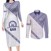 Tonga Queen Salote College Couples Matching Long Sleeve Bodycon Dress and Long Sleeve Button Shirt 100 Years Anniversary White Color LT05 White - Polynesian Pride