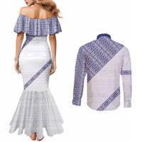 Tonga Queen Salote College Couples Matching Mermaid Dress and Long Sleeve Button Shirt 100 Years Anniversary White Color LT05 - Polynesian Pride
