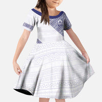 Tonga Queen Salote College Family Matching Off The Shoulder Long Sleeve Dress and Hawaiian Shirt 100 Years Anniversary White Color LT05 Daughter's Dress White - Polynesian Pride