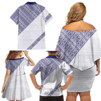 Tonga Queen Salote College Family Matching Off Shoulder Short Dress and Hawaiian Shirt 100 Years Anniversary White Color LT05 - Polynesian Pride