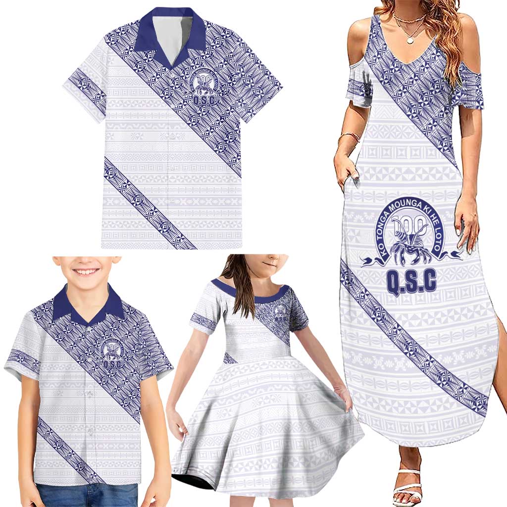Tonga Queen Salote College Family Matching Summer Maxi Dress and Hawaiian Shirt 100 Years Anniversary White Color LT05 - Polynesian Pride