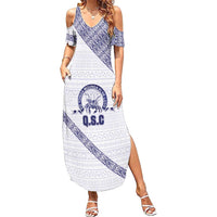 Tonga Queen Salote College Family Matching Summer Maxi Dress and Hawaiian Shirt 100 Years Anniversary White Color LT05 Mom's Dress White - Polynesian Pride