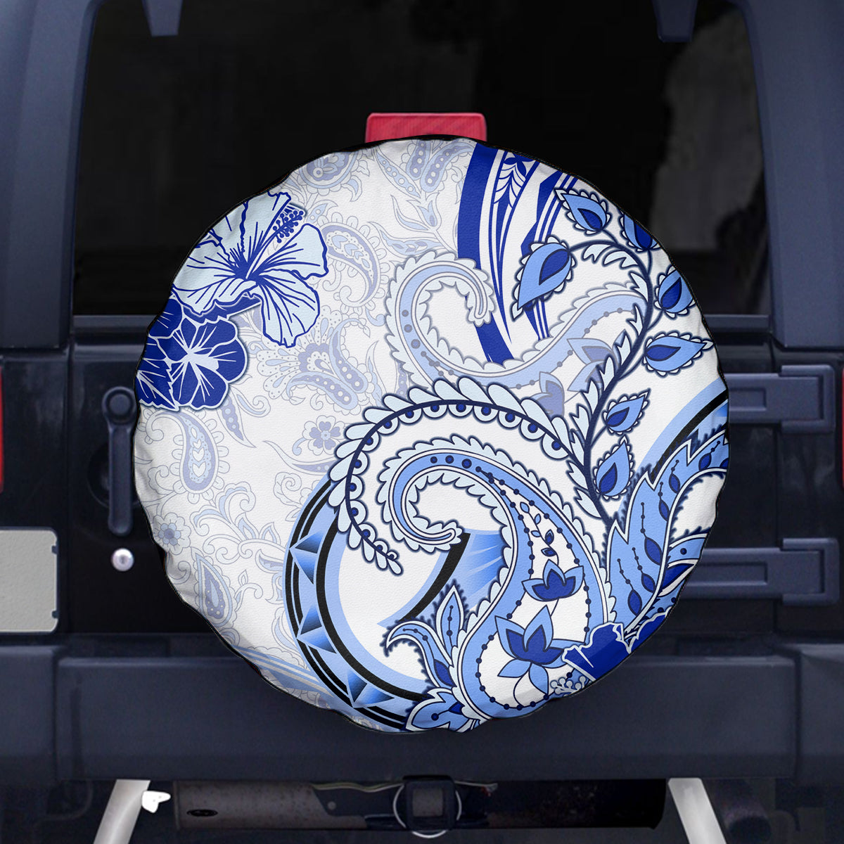 Polynesia Paisley Spare Tire Cover Mix Navy Polynesian Pattern