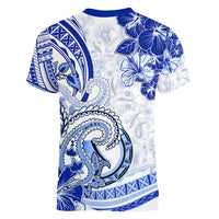 Polynesia Paisley Women V Neck T Shirt Mix Navy Polynesian Pattern LT05 - Polynesian Pride
