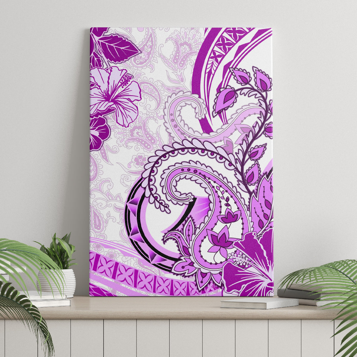 Polynesia Paisley Canvas Wall Art Mix Pink Polynesian Pattern