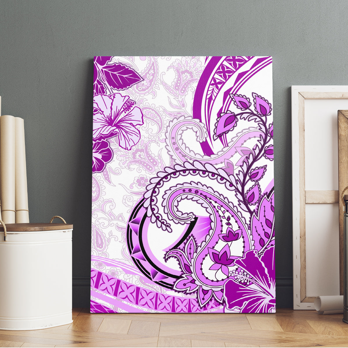 Polynesia Paisley Canvas Wall Art Mix Pink Polynesian Pattern