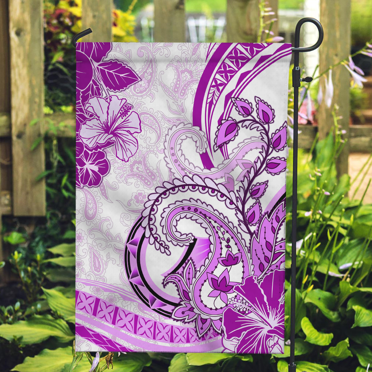 Polynesia Paisley Garden Flag Mix Pink Polynesian Pattern
