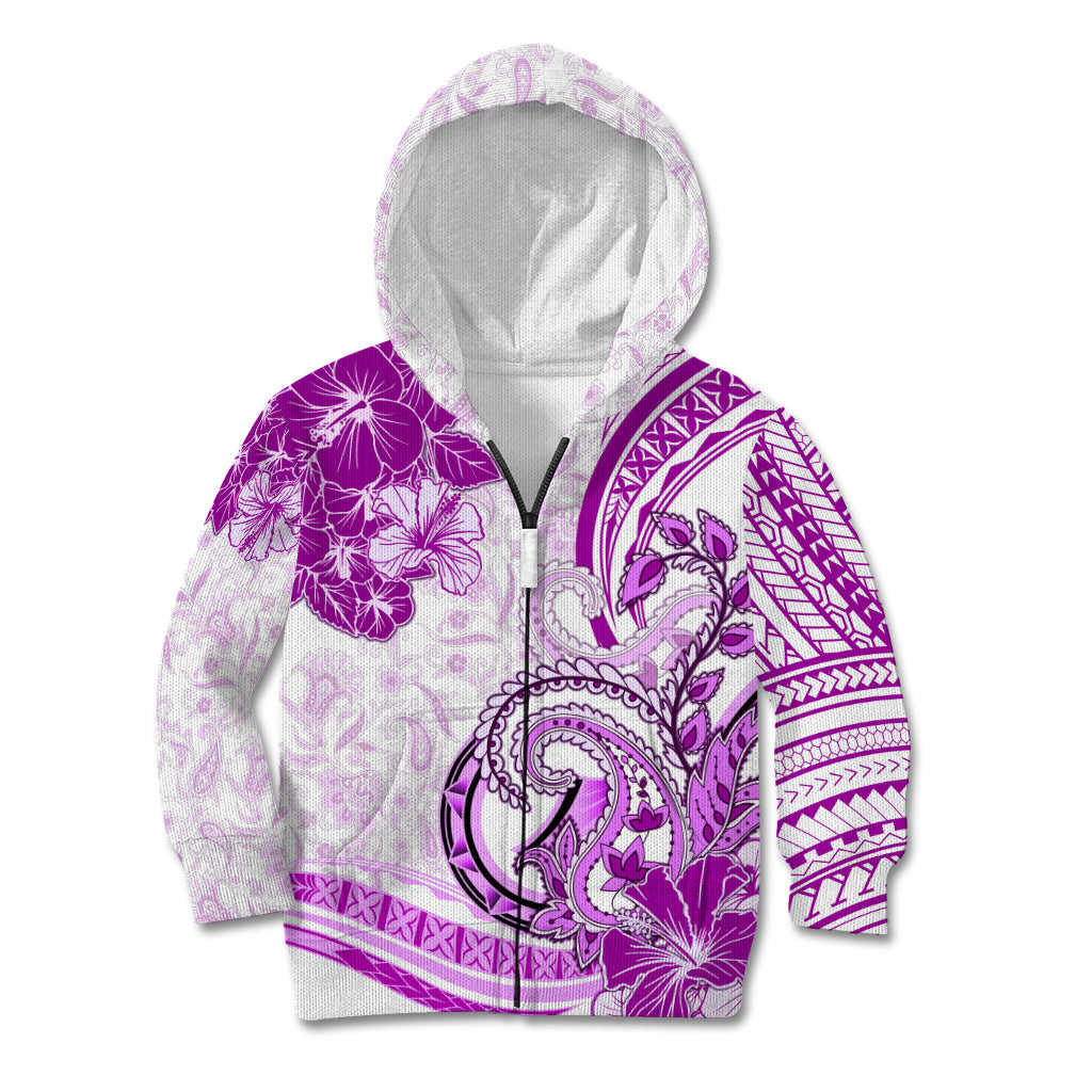 Polynesia Paisley Kid Hoodie Mix Pink Polynesian Pattern LT05 Zip Hoodie Pink - Polynesian Pride