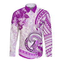 Polynesia Paisley Long Sleeve Button Shirt Mix Pink Polynesian Pattern LT05 Unisex Pink - Polynesian Pride