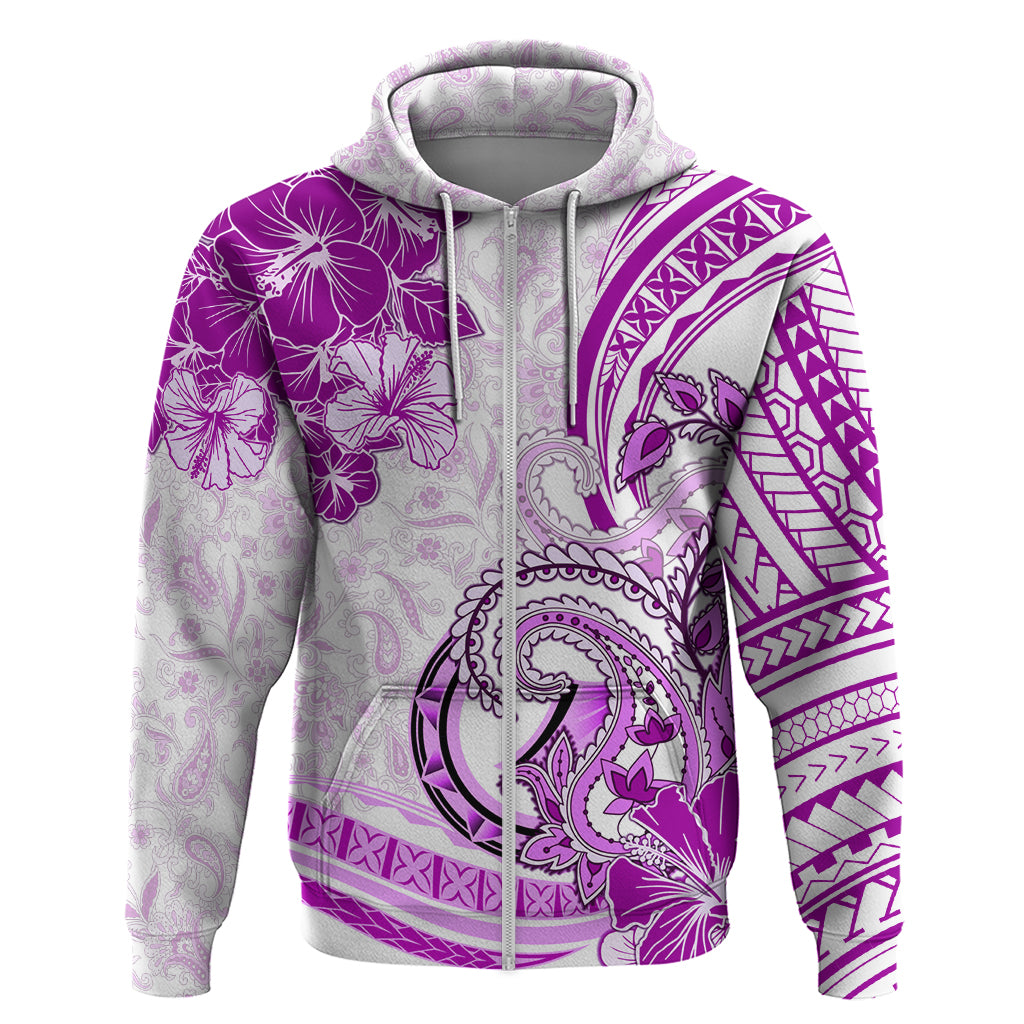Polynesia Paisley Zip Hoodie Mix Pink Polynesian Pattern LT05 Zip Hoodie Pink - Polynesian Pride