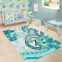 Polynesia Paisley Area Rug Mix Teal Polynesian Pattern