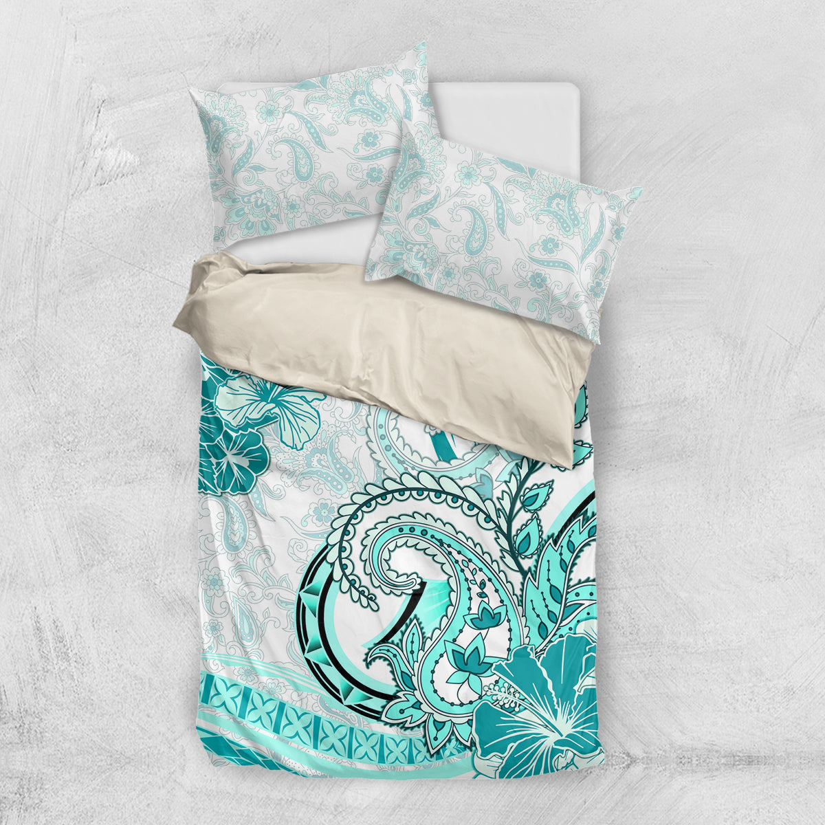 Polynesia Paisley Bedding Set Mix Teal Polynesian Pattern