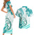 Polynesia Paisley Couples Matching Short Sleeve Bodycon Dress and Hawaiian Shirt Mix Teal Polynesian Pattern LT05 - Polynesian Pride