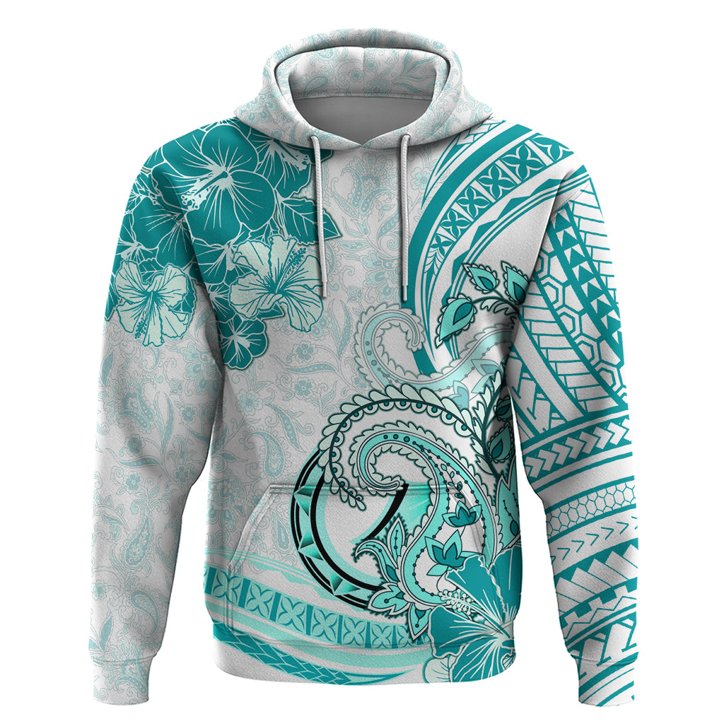 Polynesia Paisley Hoodie Mix Teal Polynesian Pattern LT05 Pullover Hoodie Teal - Polynesian Pride