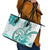 Polynesia Paisley Leather Tote Bag Mix Teal Polynesian Pattern