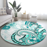 Polynesia Paisley Round Carpet Mix Teal Polynesian Pattern
