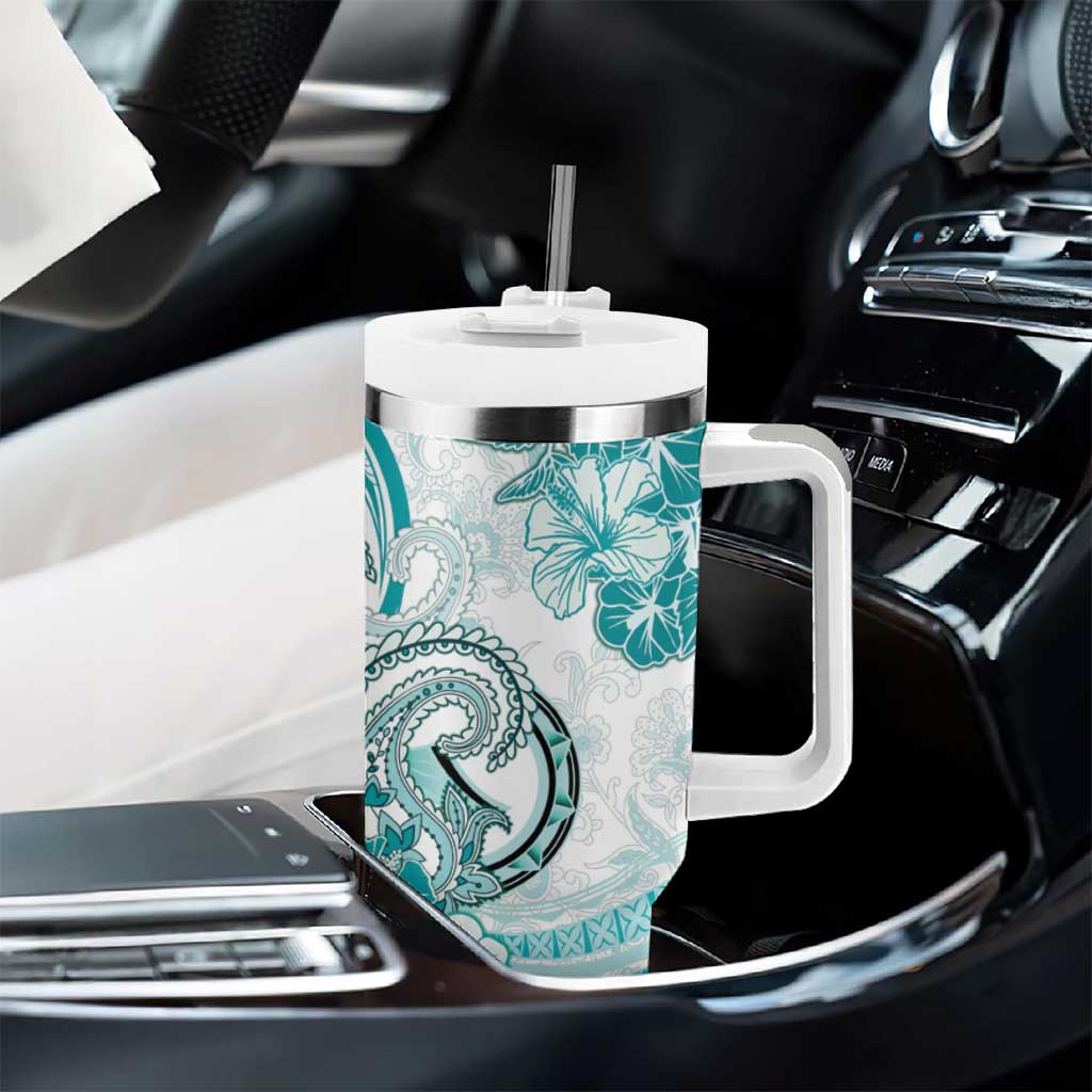 Polynesia Paisley Tumbler With Handle Mix Teal Polynesian Pattern