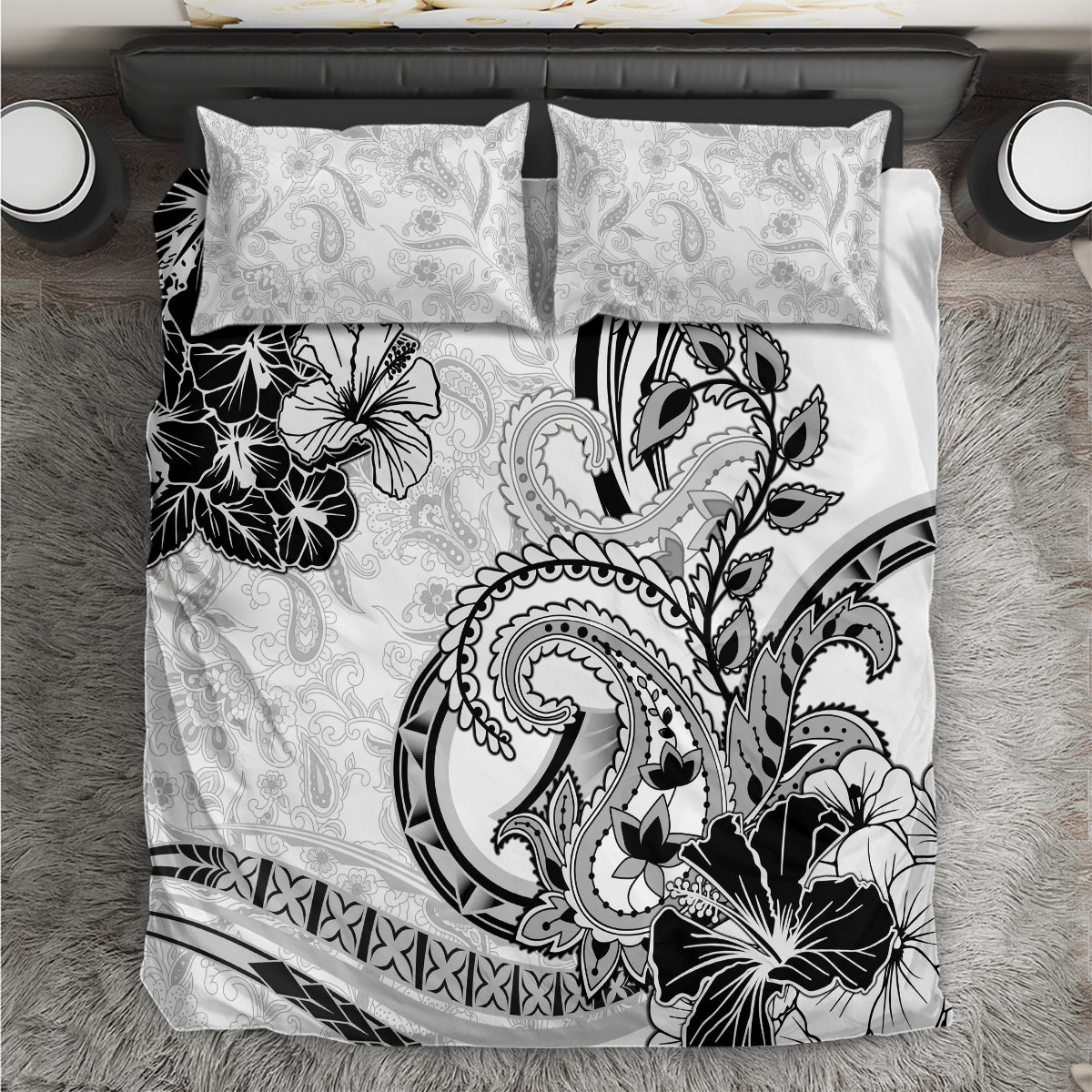 Polynesia Paisley Bedding Set Mix White Polynesian Pattern