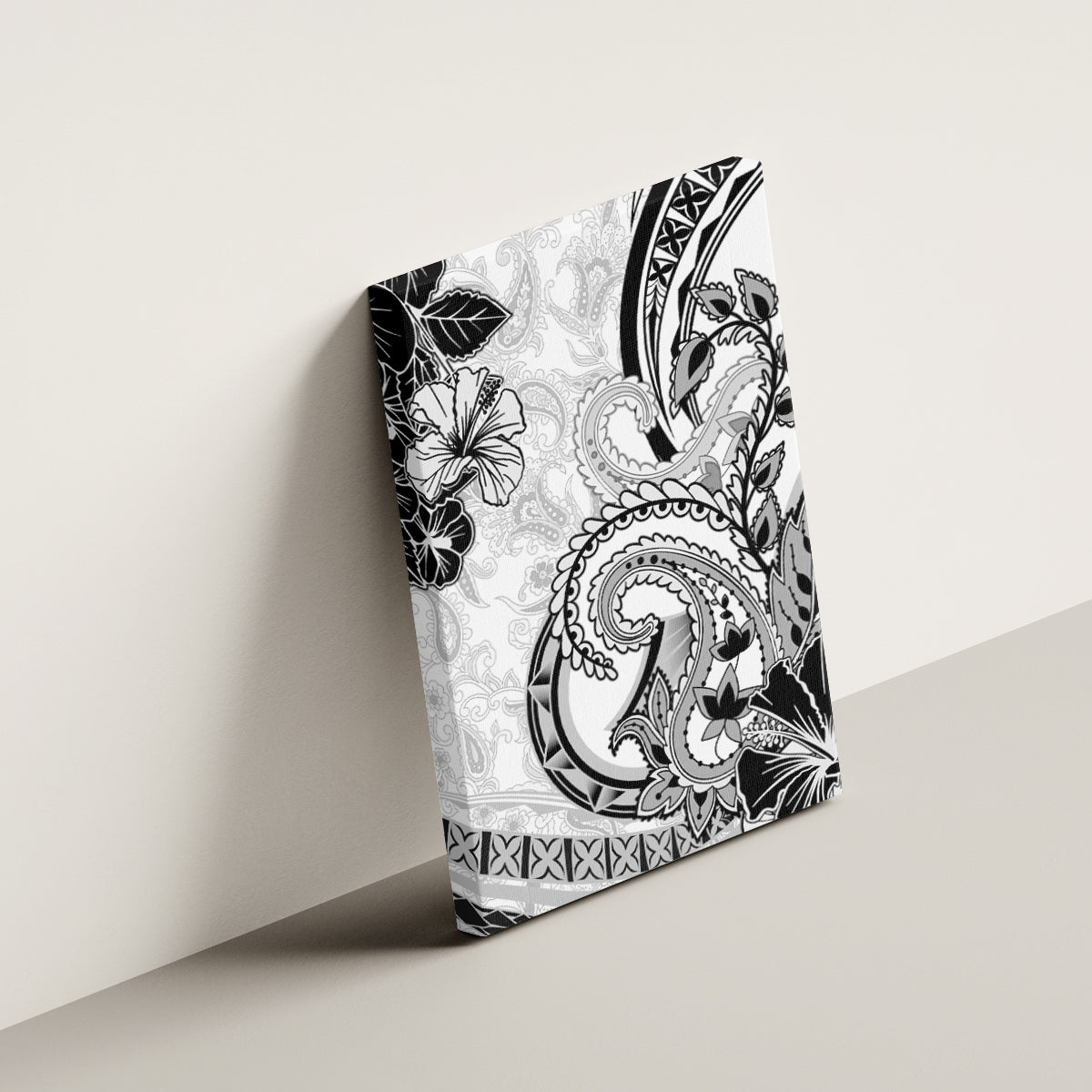 Polynesia Paisley Canvas Wall Art Mix White Polynesian Pattern