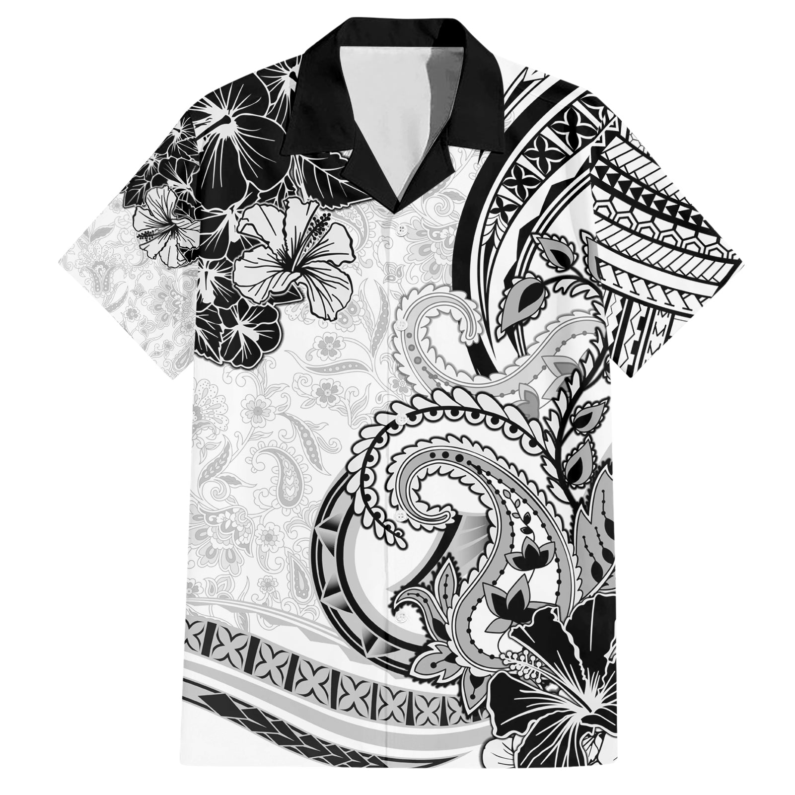 Polynesia Paisley Hawaiian Shirt Mix White Polynesian Pattern LT05 White - Polynesian Pride