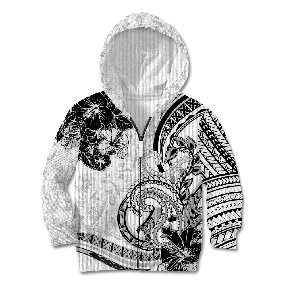 Polynesia Paisley Kid Hoodie Mix White Polynesian Pattern LT05 Zip Hoodie White - Polynesian Pride
