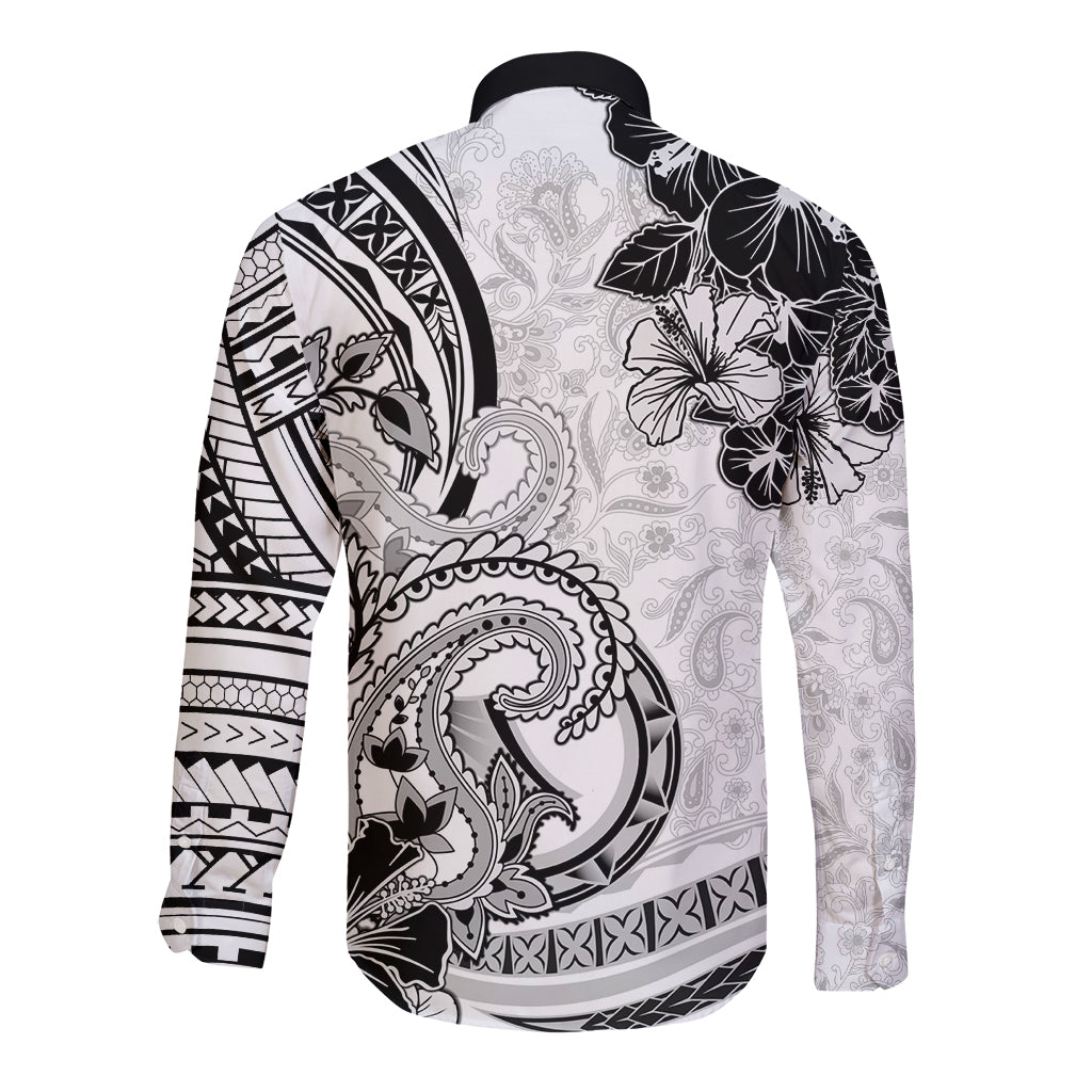 Polynesia Paisley Long Sleeve Button Shirt Mix White Polynesian Pattern LT05 - Polynesian Pride