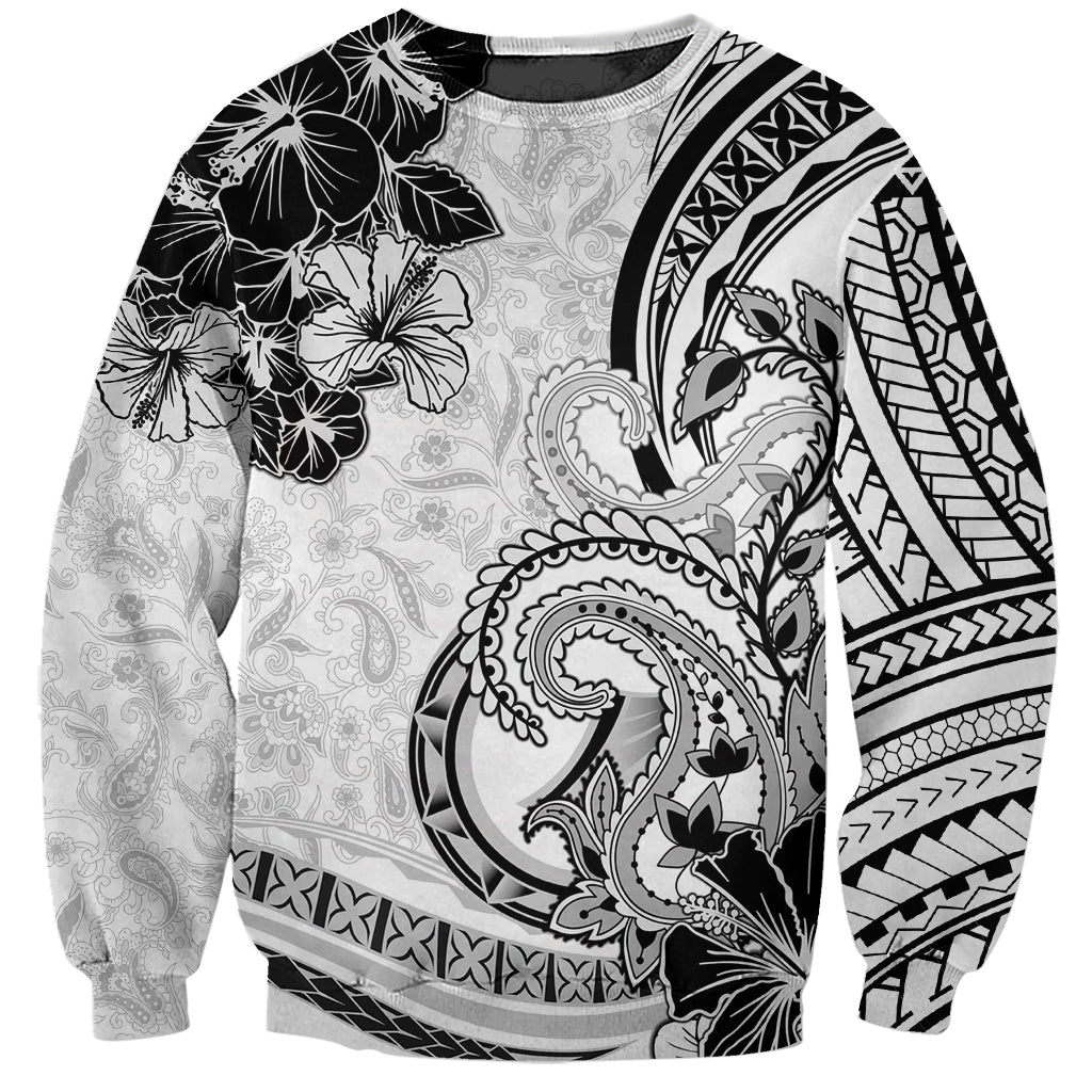 Polynesia Paisley Sweatshirt Mix White Polynesian Pattern LT05 Unisex White - Polynesian Pride