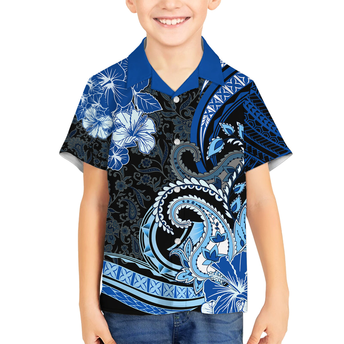 Polynesia Paisley Family Matching Tank Maxi Dress and Hawaiian Shirt Mix Blue Polynesian Pattern LT05 Son's Shirt Blue - Polynesian Pride