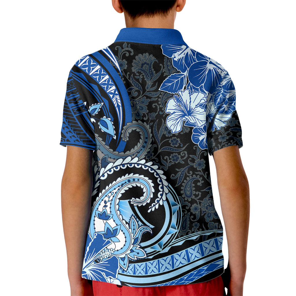 Polynesia Paisley Kid Polo Shirt Mix Blue Polynesian Pattern LT05 - Polynesian Pride