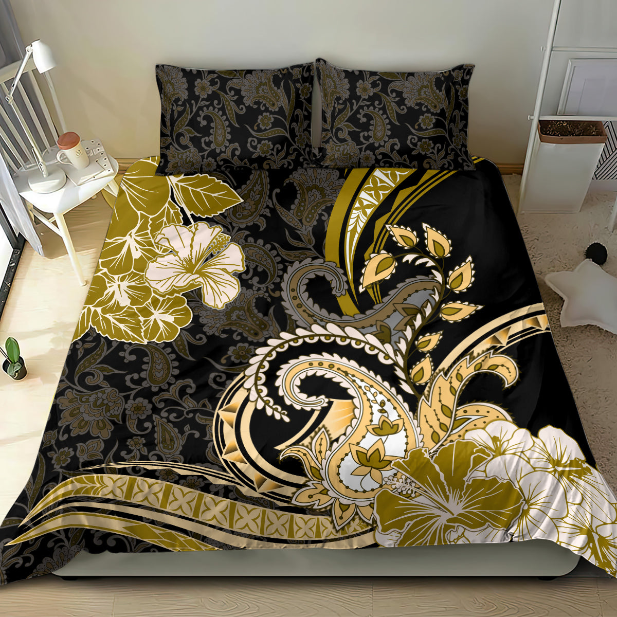 Polynesia Paisley Bedding Set Mix Gold Polynesian Pattern