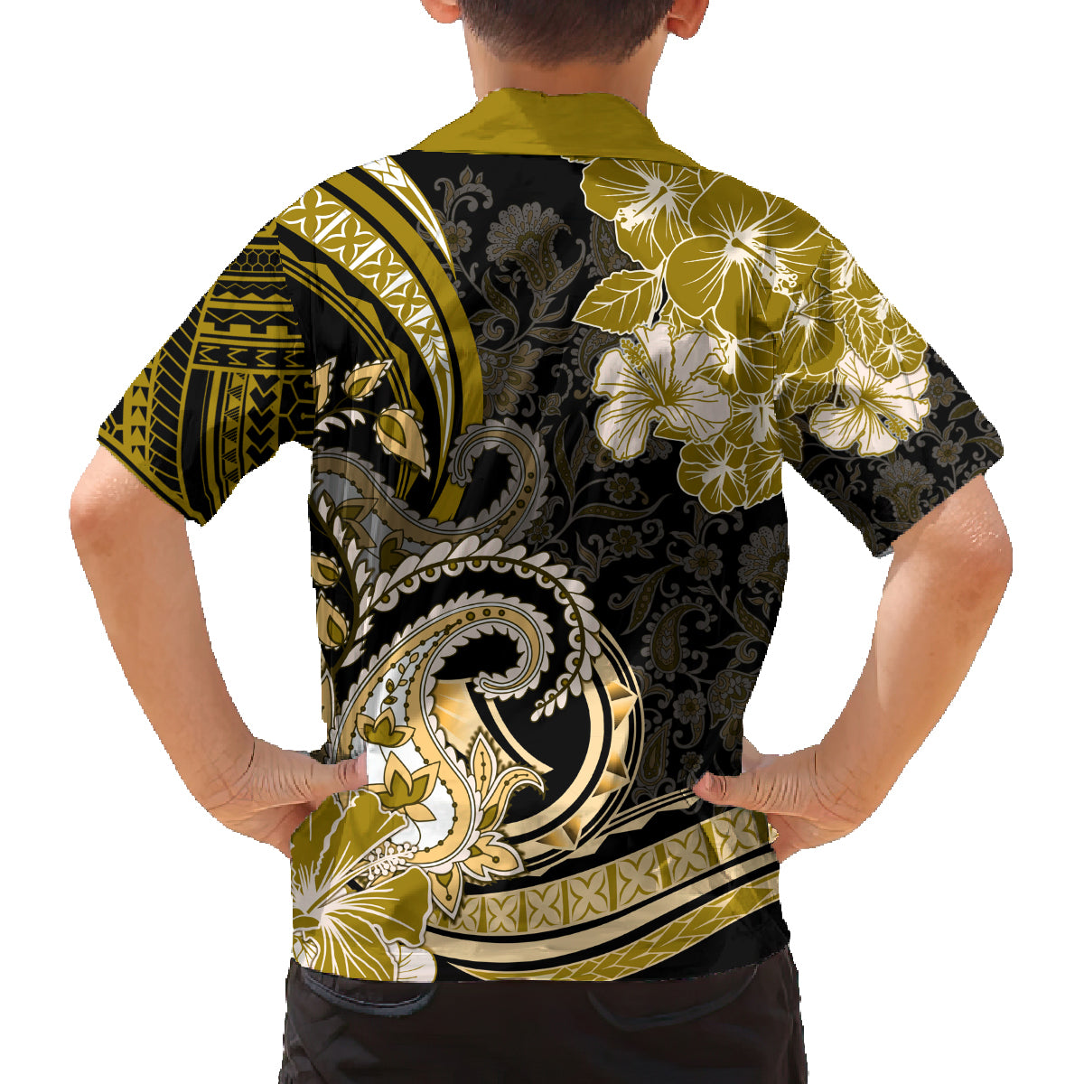 Polynesia Paisley Family Matching Puletasi and Hawaiian Shirt Mix Gold Polynesian Pattern LT05 - Polynesian Pride