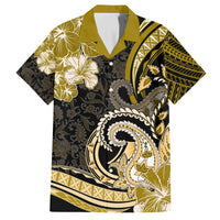 Polynesia Paisley Family Matching Puletasi and Hawaiian Shirt Mix Gold Polynesian Pattern LT05 Dad's Shirt - Short Sleeve Gold - Polynesian Pride