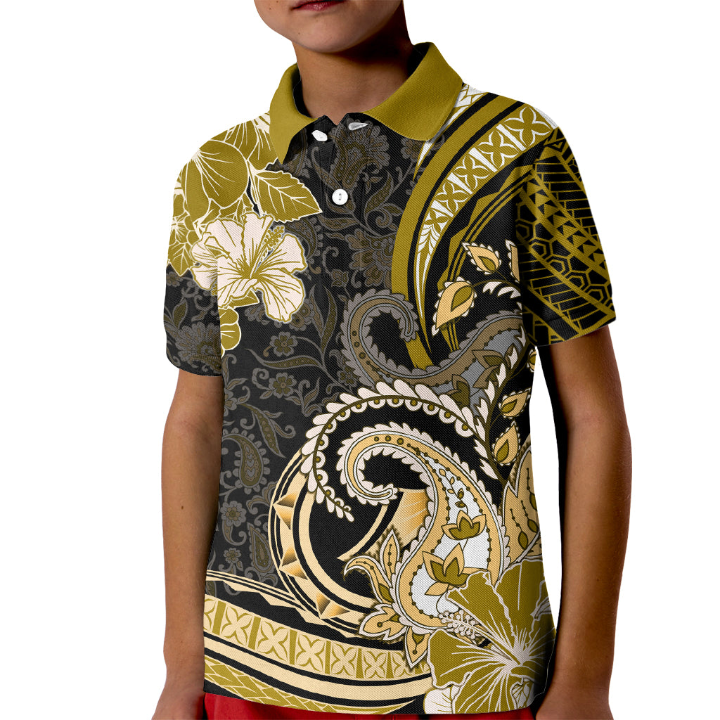 Polynesia Paisley Kid Polo Shirt Mix Gold Polynesian Pattern LT05 Kid Gold - Polynesian Pride